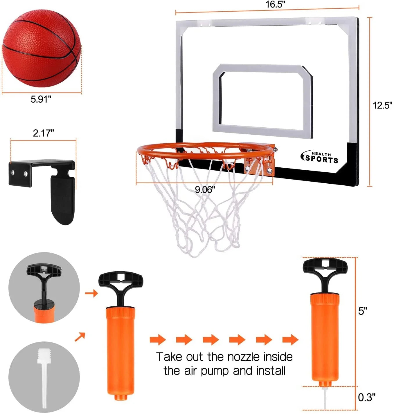 Basketball Hoop Indoor, over the Door Basketball Hoop, Indoor Outdoor Mini Basketball Hoop with Backboard Birthday Gift Toy for Kids & Adults