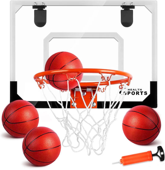 Basketball Hoop Indoor, over the Door Basketball Hoop, Indoor Outdoor Mini Basketball Hoop with Backboard Birthday Gift Toy for Kids & Adults
